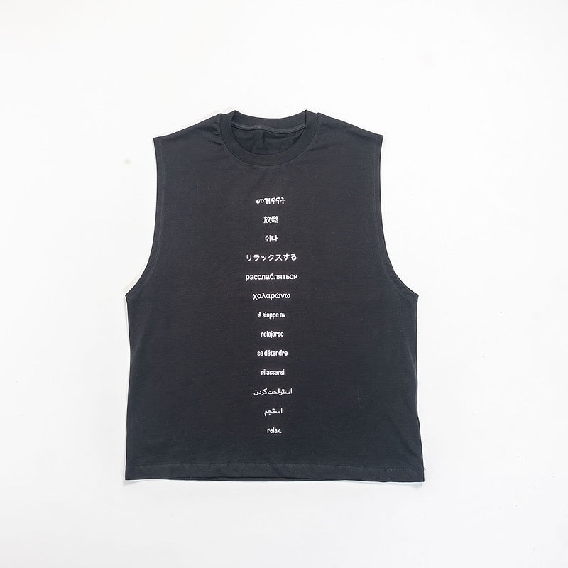 Global Tongues Sleeveless Tank | Black