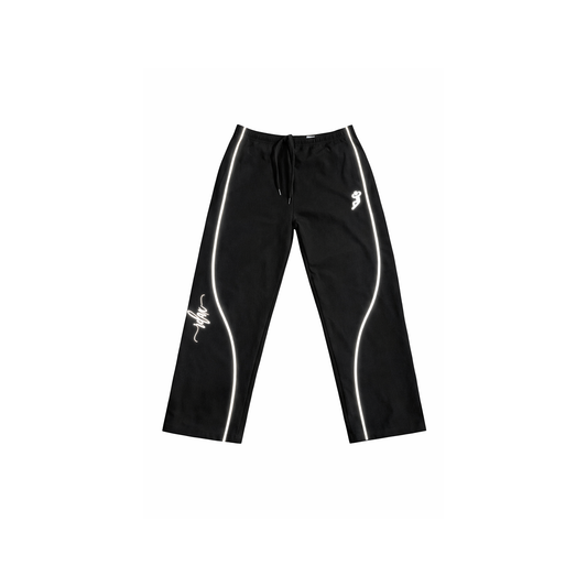 Relax Signature Track Pants — Black “Reflect”