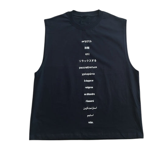 Global Tongues Sleeveless Tank | Black