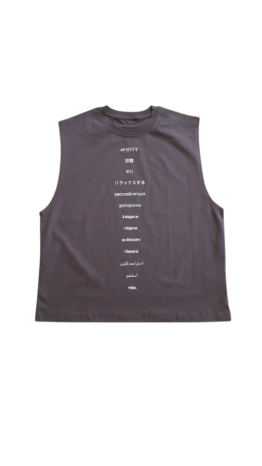 Global Tongues Sleeveless Tank | Brown