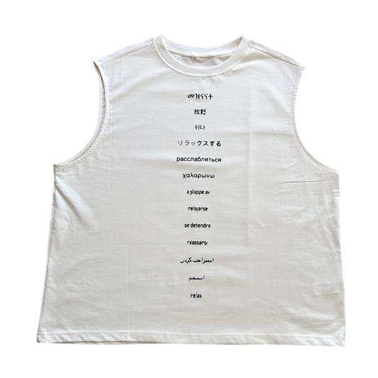 Global Tongues Sleeveless Tank | White