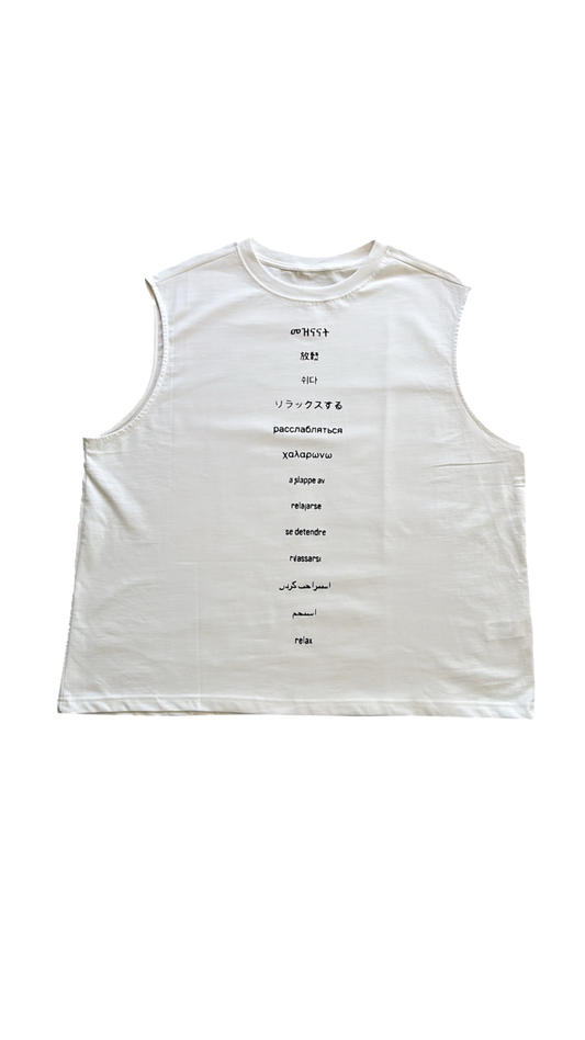Global Tongues Sleeveless Tank | White