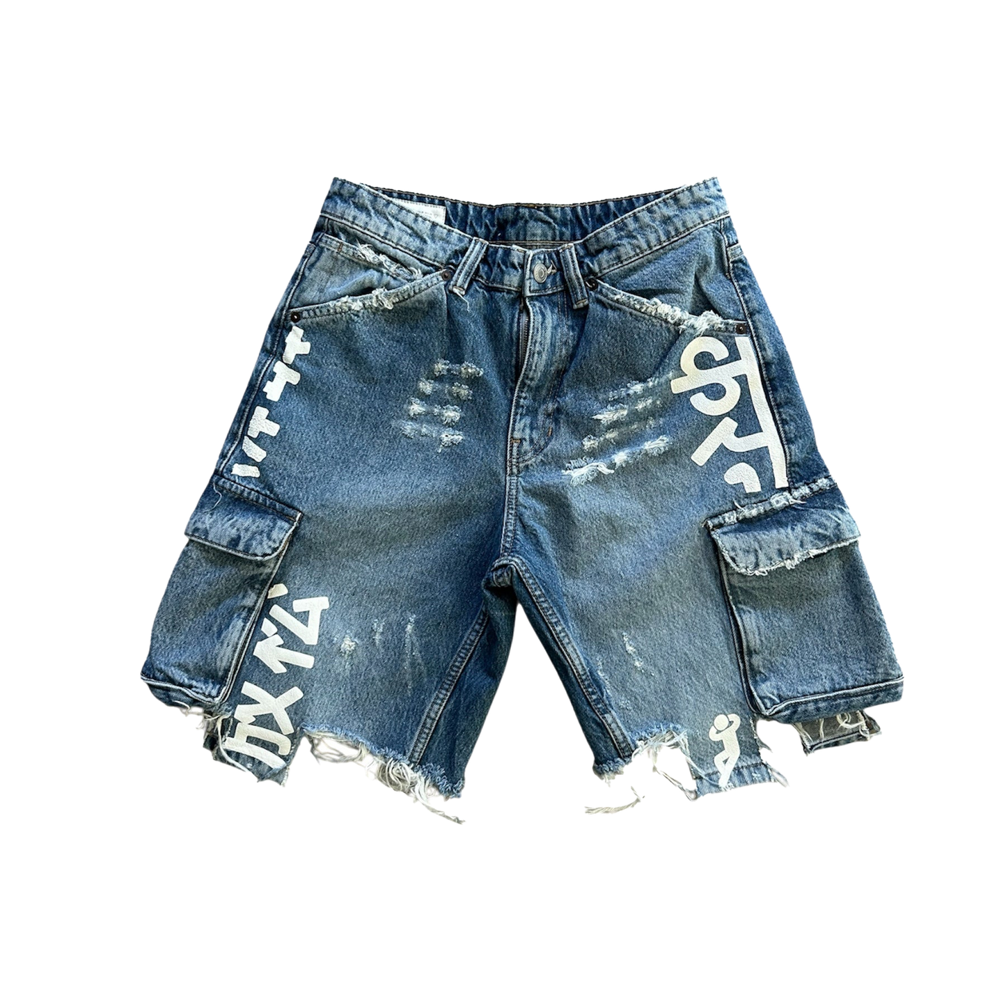 “1 of 1” Global Tongues Denim Shorts