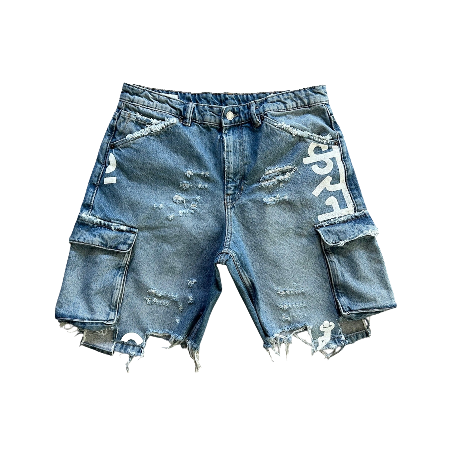 “1 of 1” Global Tongues Denim Shorts