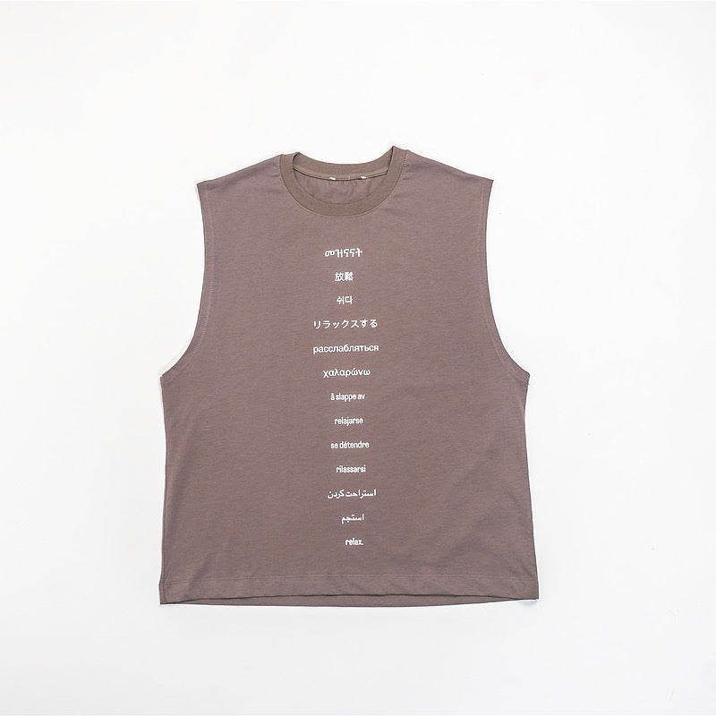 Global Tongues Sleeveless Tank | Brown